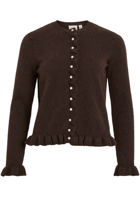 JACIA O-NECK L/S FRILL KNIT CARDIGAN