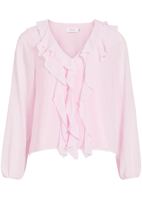 ANE L/S V-NECK FRILL TOP