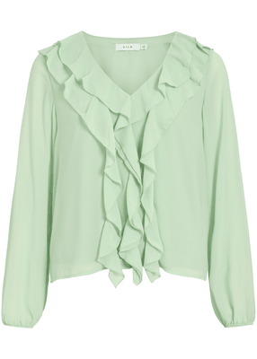 ANE L/S V-NECK FRILL TOP