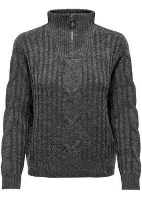 Andrea L/s Zip Cable Pullover Knit