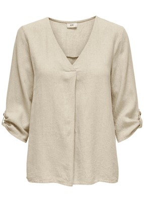 SAY 3/4 LINEN V-NECK TOP