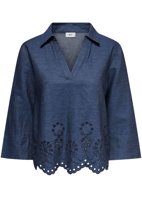 BILLE L/S CHAMBRAY EMBROIDERY TOP