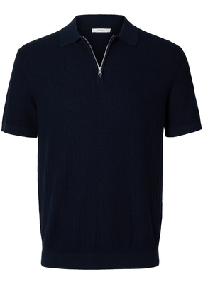 CRAN SS KNIT STRUCTURE HALF ZIP POLO