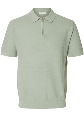 CRAN SS KNIT STRUCTURE HALF ZIP POLO