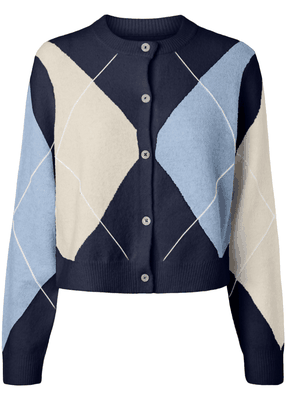 SALLY LS KNIT CHECK CARDIGAN