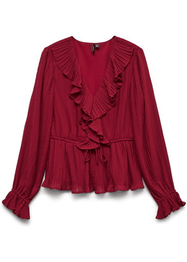 DORA L/S FRILL PLEAT TOP