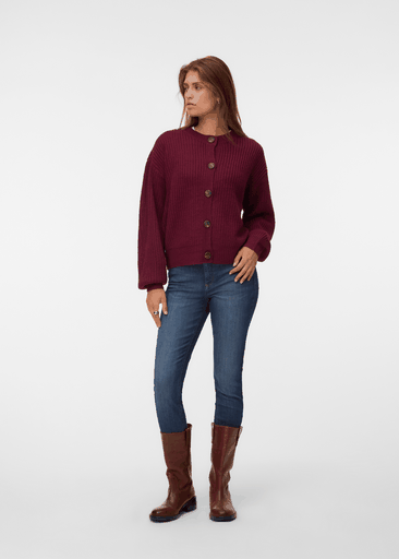 LEA LS O-NECK CARDIGAN