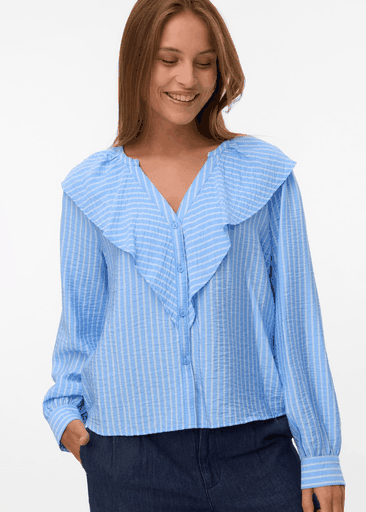 KAJA LS V-NECK FRILL SHIRT