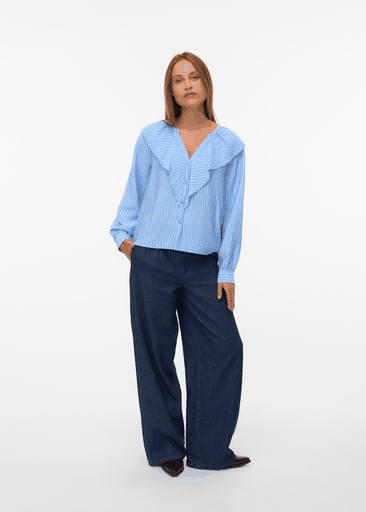 KAJA LS V-NECK FRILL SHIRT