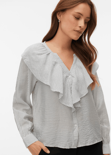 KAJA LS V-NECK FRILL SHIRT
