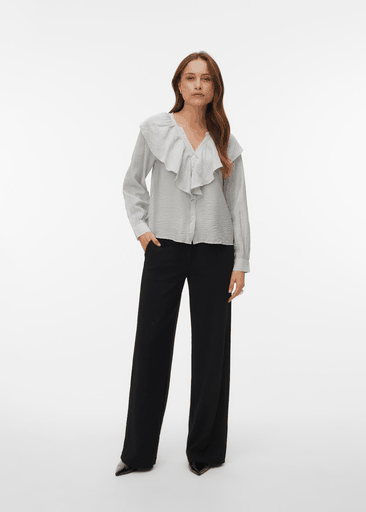 KAJA LS V-NECK FRILL SHIRT
