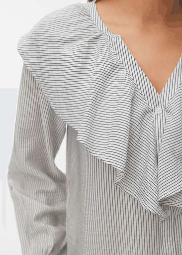 KAJA LS V-NECK FRILL SHIRT