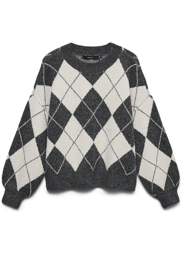 DOFFY JAQUARD LS O-NCK PULLOVER
