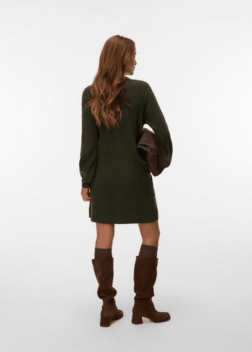 KARLA LS V-NECK BUTTON ABK DRESS