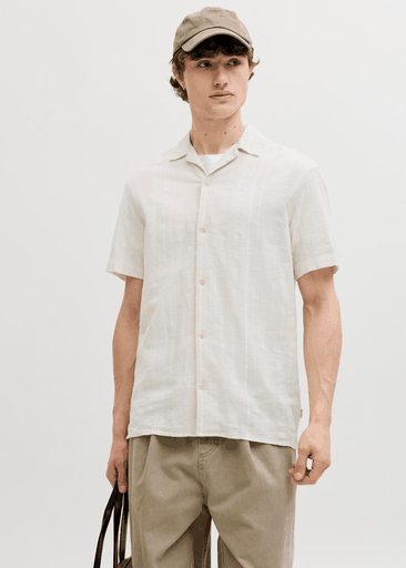 Blusummer Linen Blend Dobby Ss Shirt