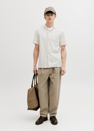 Blusummer Linen Blend Dobby Ss Shirt