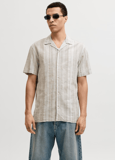 Blusummer Linen Blend Dobby Ss Shirt