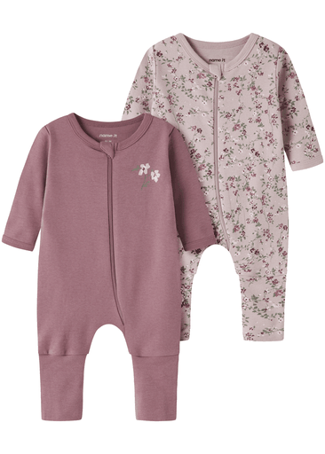 NBFNIGHTSUIT 2P ZIP FF VIOLETFLOWER NOOS