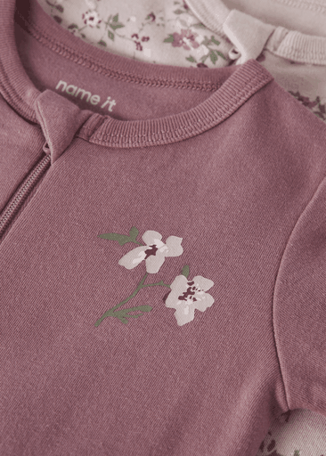 NBFNIGHTSUIT 2P ZIP FF VIOLETFLOWER NOOS