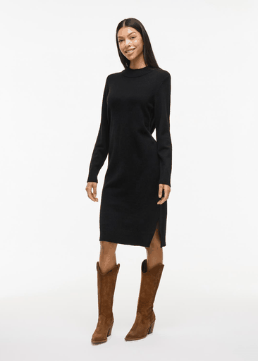 RIL CREW NECK L/S MIDI DRESS