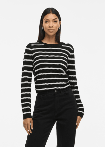 DALO O-NECK L/S STRIPE KNIT TOP