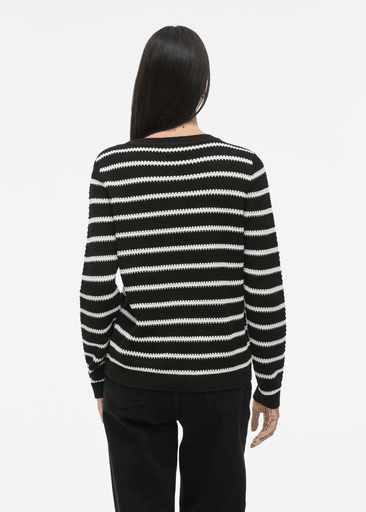 DALO O-NECK L/S STRIPE KNIT TOP