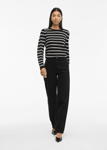 DALO O-NECK L/S STRIPE KNIT TOP