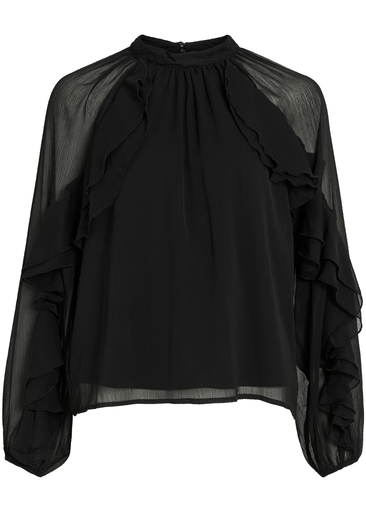 BINNA HIGH NECK L/S FRILL TOP