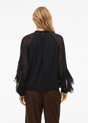 BINNA HIGH NECK L/S FRILL TOP