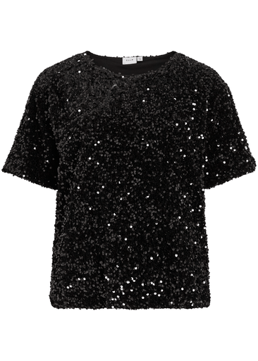 FAITH O-NECK S/S SEQUIN TOP