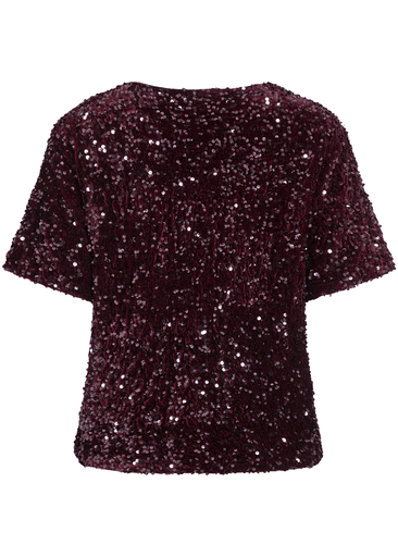 FAITH O-NECK S/S SEQUIN TOP