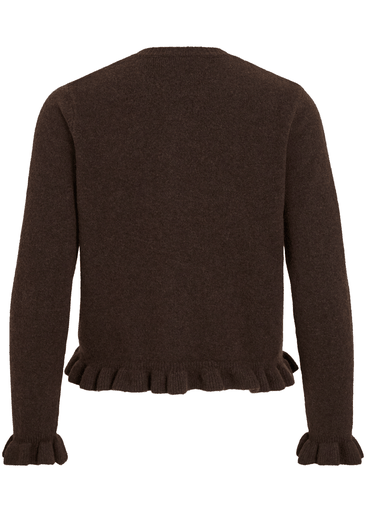 JACIA O-NECK L/S FRILL KNIT CARDIGAN