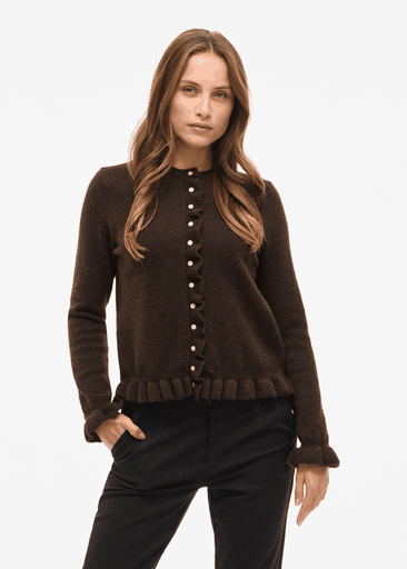JACIA O-NECK L/S FRILL KNIT CARDIGAN
