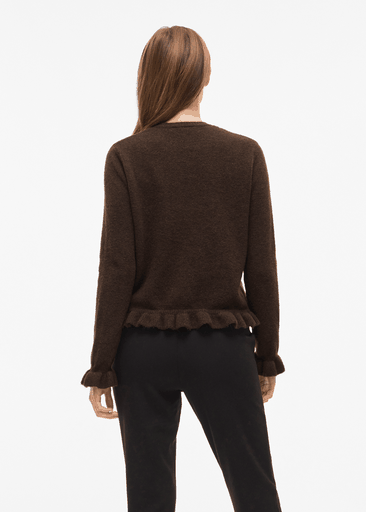 JACIA O-NECK L/S FRILL KNIT CARDIGAN