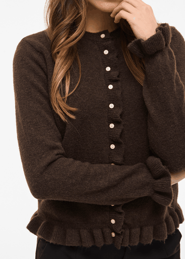 JACIA O-NECK L/S FRILL KNIT CARDIGAN