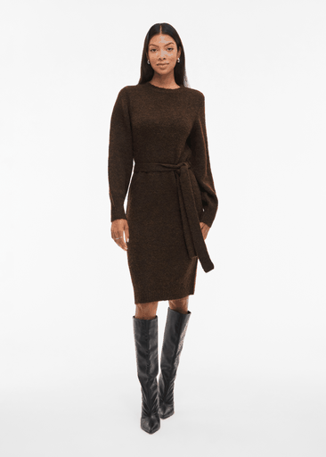 LAMPE O-NECK L/S KNIT MIDI DRESS