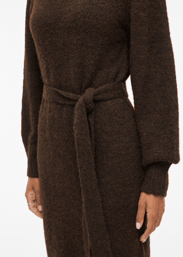 LAMPE O-NECK L/S KNIT MIDI DRESS