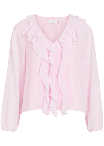 ANE L/S V-NECK FRILL TOP