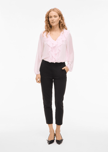 ANE L/S V-NECK FRILL TOP