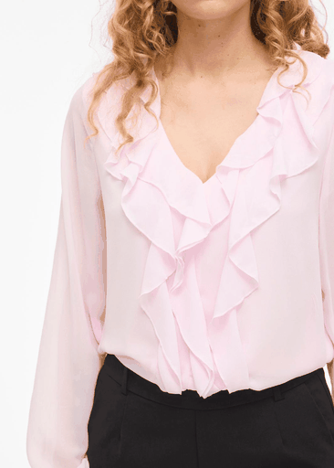 ANE L/S V-NECK FRILL TOP