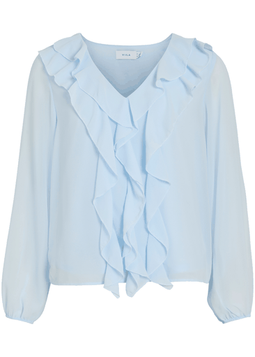 ANE L/S V-NECK FRILL TOP
