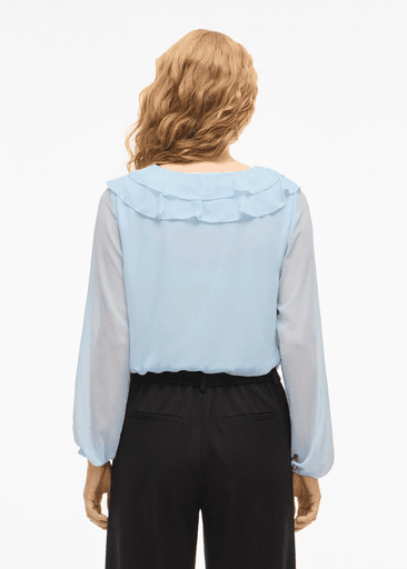 ANE L/S V-NECK FRILL TOP