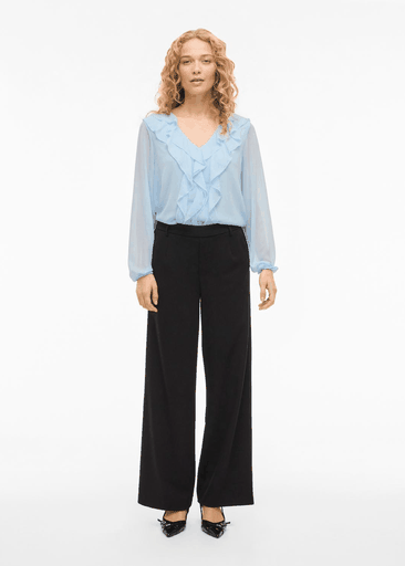 ANE L/S V-NECK FRILL TOP