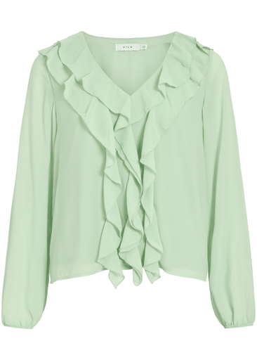 ANE L/S V-NECK FRILL TOP