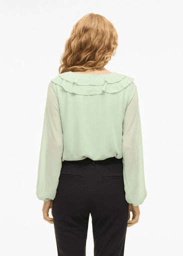 ANE L/S V-NECK FRILL TOP