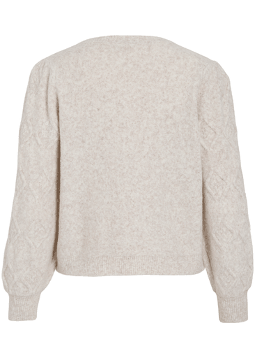 CLEO O-NECK L/S CABLE KNIT CARDIGAN