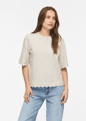 NIKOLINA O-NECK 2/4 KNIT TOP