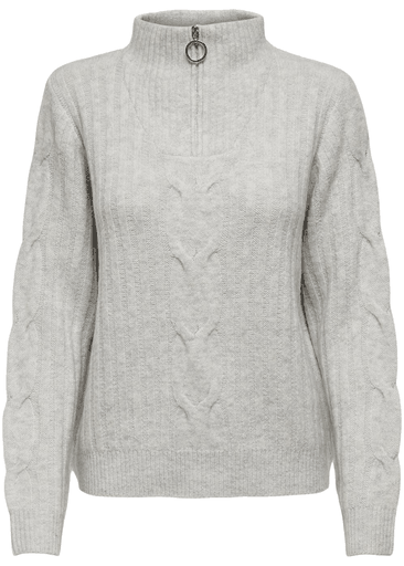 Andrea L/s Zip Cable Pullover Knit