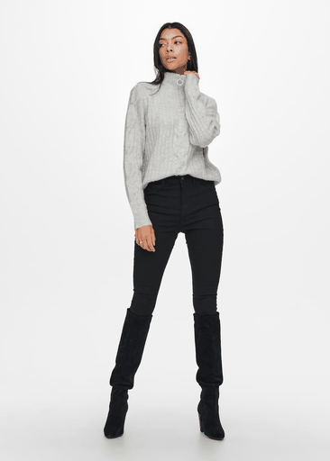 Andrea L/s Zip Cable Pullover Knit