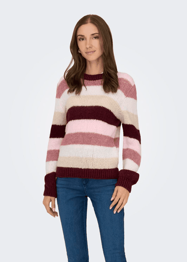 DINEA L/S O-NECK STRIPE PULLOVER